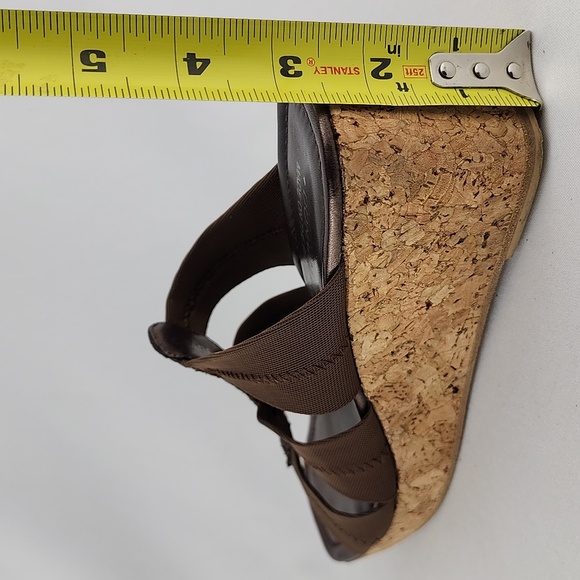 Donald J Pliner Clare Wedge Sandal Cork Fuax Snakeskin Fabric Straps Size 9M - Picture 8 of 16